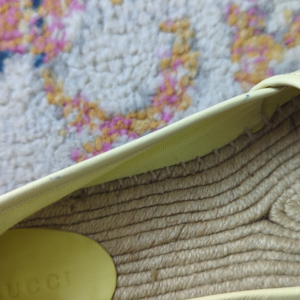 Gucci x Kris Knight Flora Knight Floral Canvas Espadrille Flats Citrus Yellow 38 - Picture 8 of 16